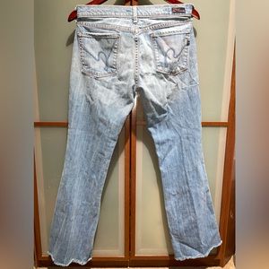 Citizens Of Humanity Kelly #001 Low Waist Frayed Bootcut Stretch Blue Jeans 29